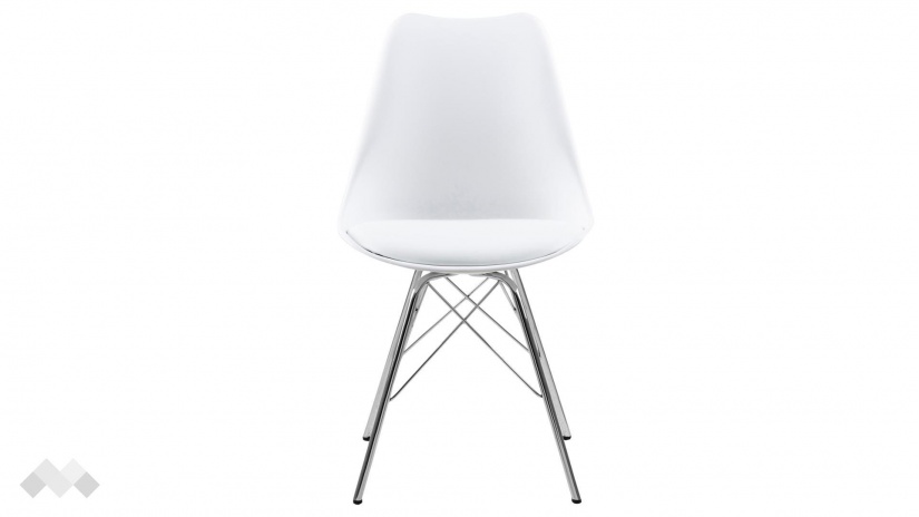 Трапезен стол Ерис бял с хромирана основа - изглед 1 - МебелМаг Трапезен стол Ерис бял с хромирана основа - изглед 1