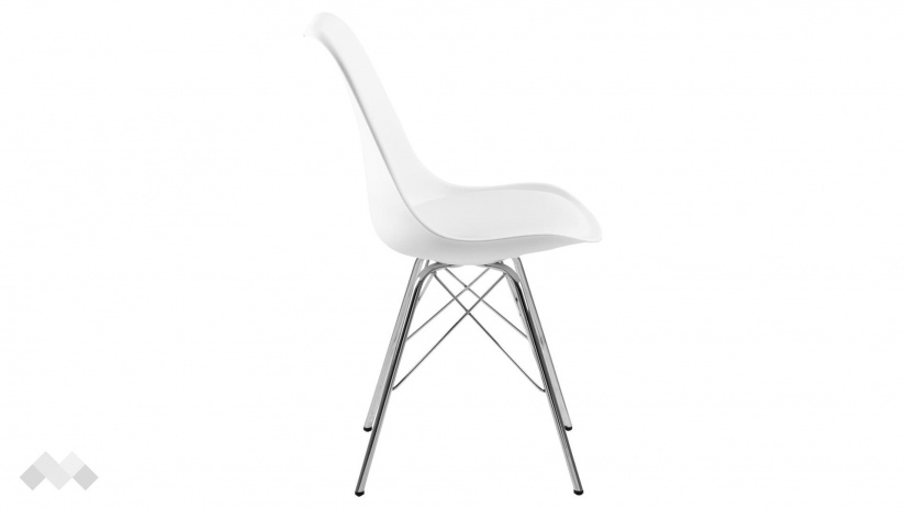 Трапезен стол Ерис бял с хромирана основа - изглед 3 - МебелМаг Трапезен стол Ерис бял с хромирана основа - изглед 3