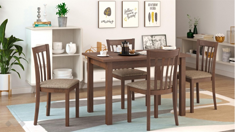 Трапезен комплект Нати M комплект със столове орех - изглед 1 - МебелМаг Трапезен комплект Нати M комплект със столове орех - изглед 1