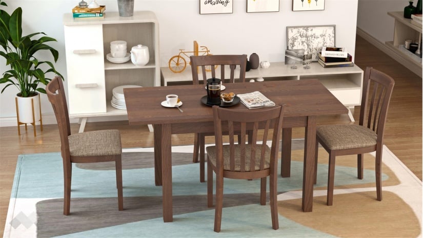 Трапезен комплект Нати M комплект със столове орех - изглед 2 - МебелМаг Трапезен комплект Нати M комплект със столове орех - изглед 2