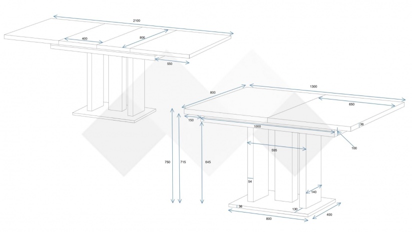 Трапезна маса Апиа разтегателни дъб артисан с черно - изглед 5 - МебелМаг Трапезна маса Апиа разтегателни дъб артисан с черно - изглед 5