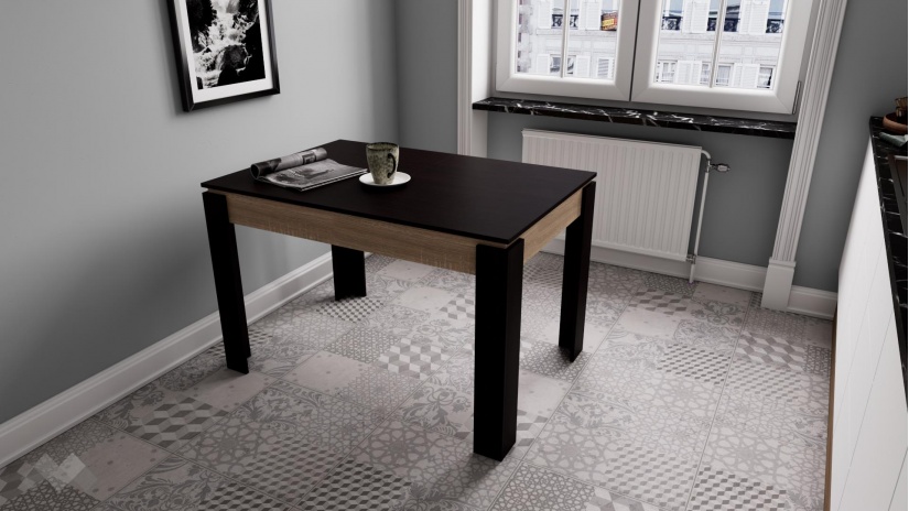 Трапезна маса Дени разтегателни венге със светла сонома - изглед 1 - МебелМаг Трапезна маса Дени разтегателни венге със светла сонома - изглед 1