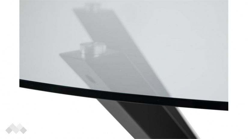 Трапезна маса Хевън неразтегателни стъкло с черна стомана - изглед 3 - МебелМаг Трапезна маса Хевън неразтегателни стъкло с черна стомана - изглед 3