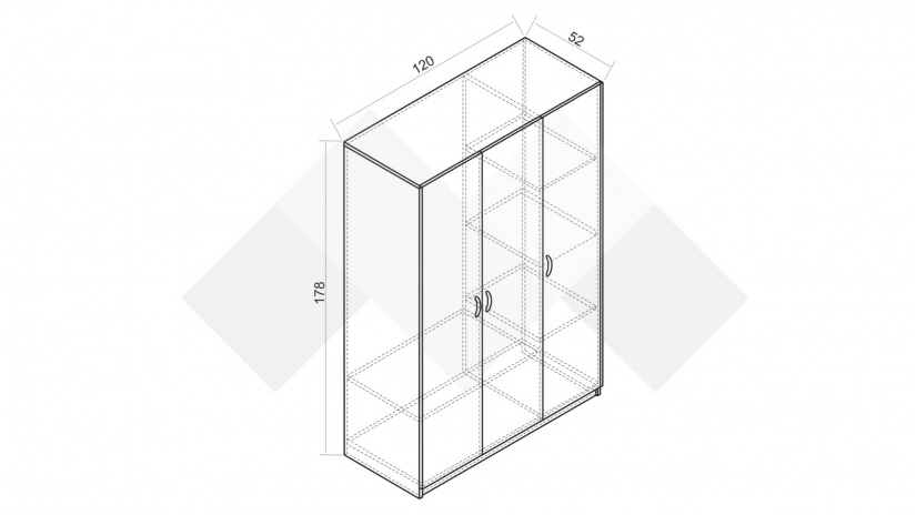 Гардероб Малена трикрилни светъл вотан с антрацит - изглед 3