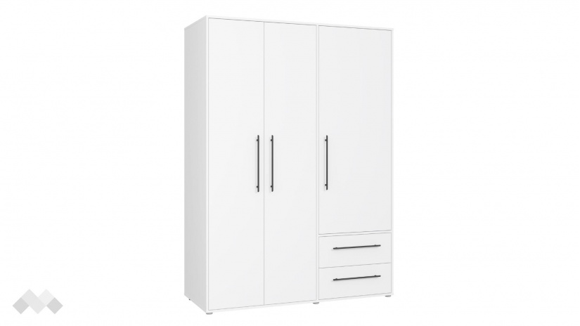 Гардероб Мокарис трикрилни бял - изглед 2