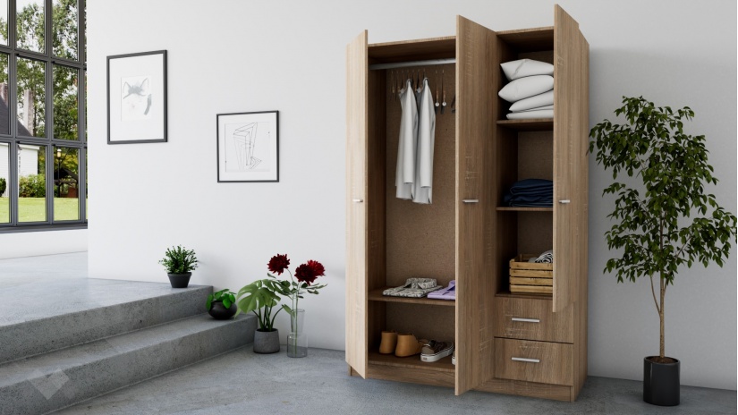 Трикрилен гардероб Арго трикрилни дъб сонома - изглед 2