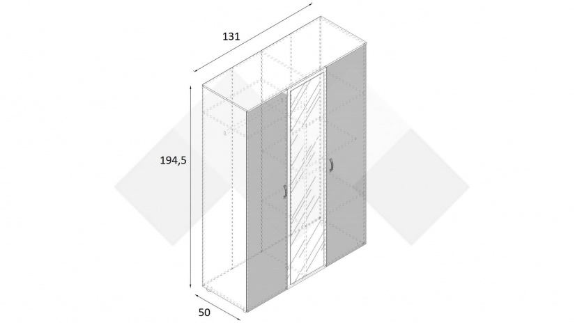 Гардероб Селтик трикрилни келтски дъб със светло сиво - изглед 3 - МебелМаг Гардероб Селтик трикрилни келтски дъб със светло сиво - изглед 3