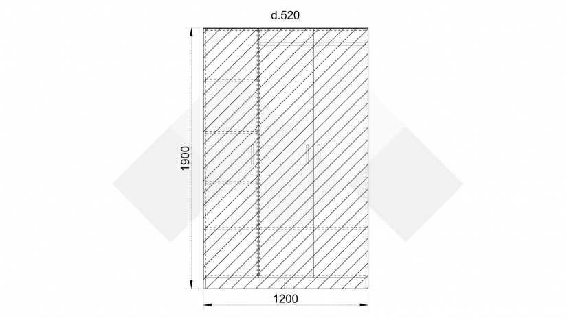 Гардероб Шайн трикрилни бял гланц - изглед 4 - МебелМаг Гардероб Шайн трикрилни бял гланц - изглед 4