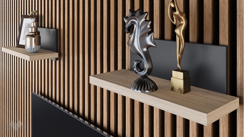 ТВ шкаф Фамо модулен сонома арвен с графит и карбон мат - изглед 3 - МебелМаг ТВ шкаф Фамо модулен сонома арвен с графит и карбон мат - изглед 3