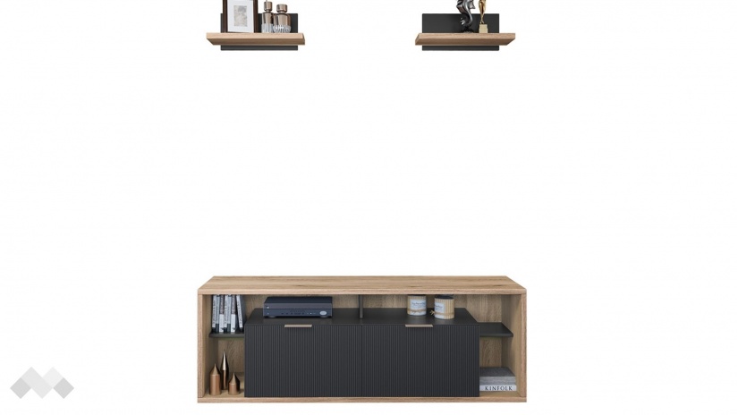 ТВ шкаф Фамо модулен сонома арвен с графит и карбон мат - изглед 5 - МебелМаг ТВ шкаф Фамо модулен сонома арвен с графит и карбон мат - изглед 5