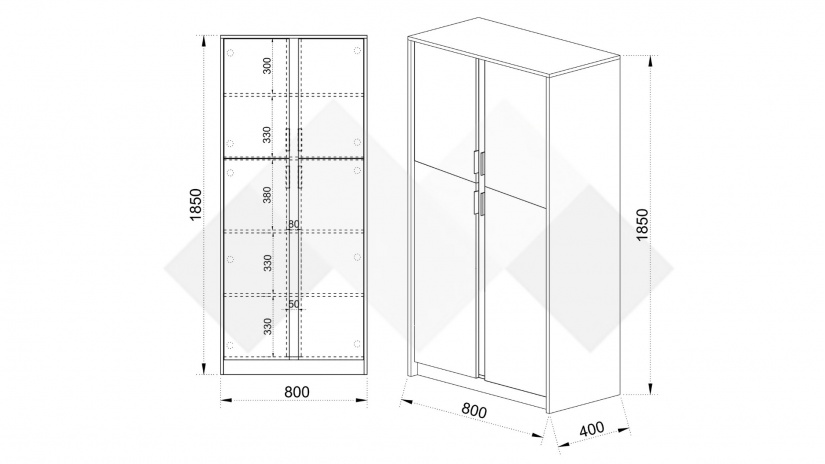 Висок офис шкаф Кашмир кашмир - изглед 3 - МебелМаг Висок офис шкаф Кашмир кашмир - изглед 3