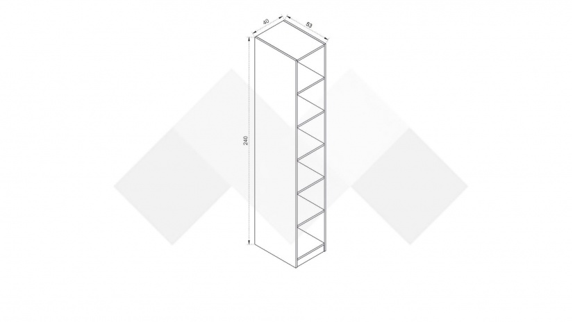 Висок шкаф етажерка Комо с открити рафтове орех селект тъмен - изглед 2 - МебелМаг Висок шкаф етажерка Комо с открити рафтове орех селект тъмен - изглед 2