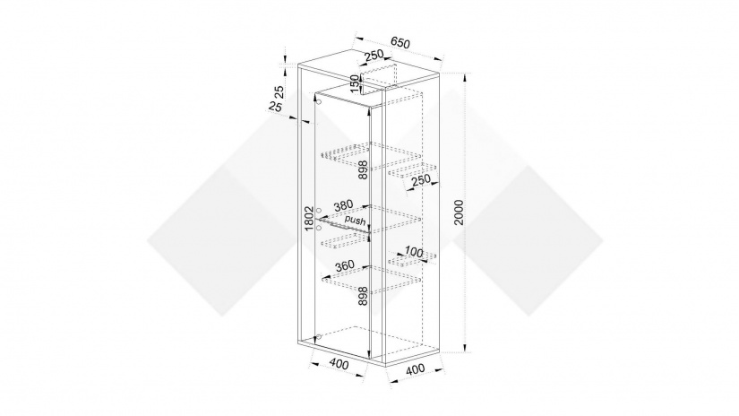 Висок шкаф с две врати Фамо сонома арвен с графит и карбон мат - изглед 5