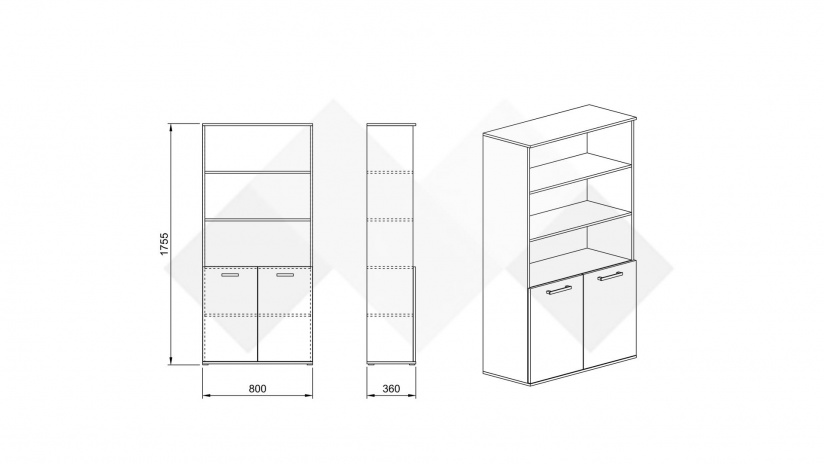 Висок шкаф Селтик келтски дъб със светло сиво - изглед 3