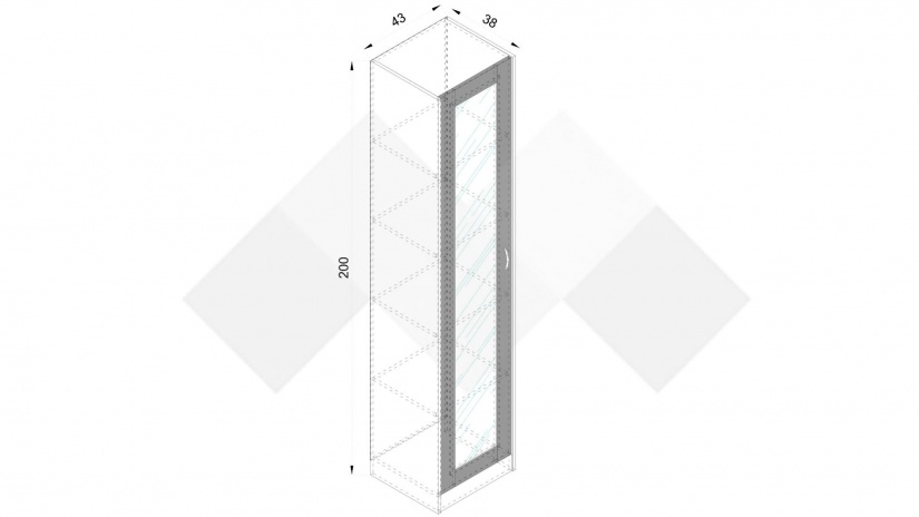 Висок шкаф с витрина Хироу с витрина дъб вотан с черно шагре - изглед 3 - МебелМаг Висок шкаф с витрина Хироу с витрина дъб вотан с черно шагре - изглед 3