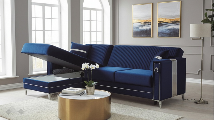 Ъглов диван Дестини универсален ъгъл син - изглед 6 - МебелМаг Ъглов диван Дестини универсален ъгъл син - изглед 6