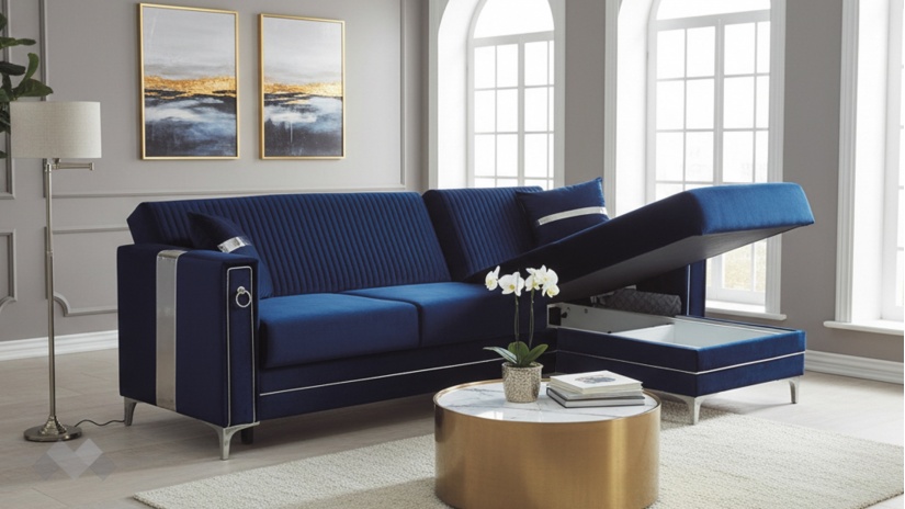 Ъглов диван Дестини универсален ъгъл син - изглед 5 - МебелМаг Ъглов диван Дестини универсален ъгъл син - изглед 5