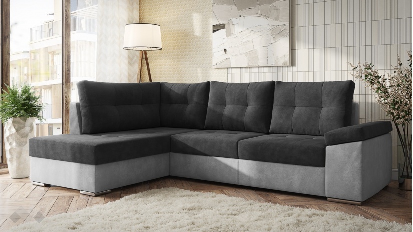 Ъглов диван Аланис с посока графит със сиво - изглед 1