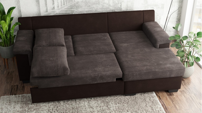 Ъглов диван Алора с посока кафяв - изглед 4 - МебелМаг Ъглов диван Алора с посока кафяв - изглед 4