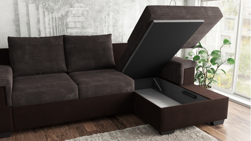 Ъглов диван Алора с посока кафяв - изглед 3 - МебелМаг Ъглов диван Алора с посока кафяв - изглед 3