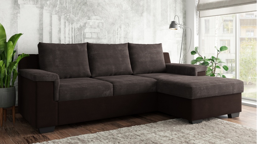 Ъглов диван Алора с посока кафяв - изглед 1 - МебелМаг Ъглов диван Алора с посока кафяв - изглед 1