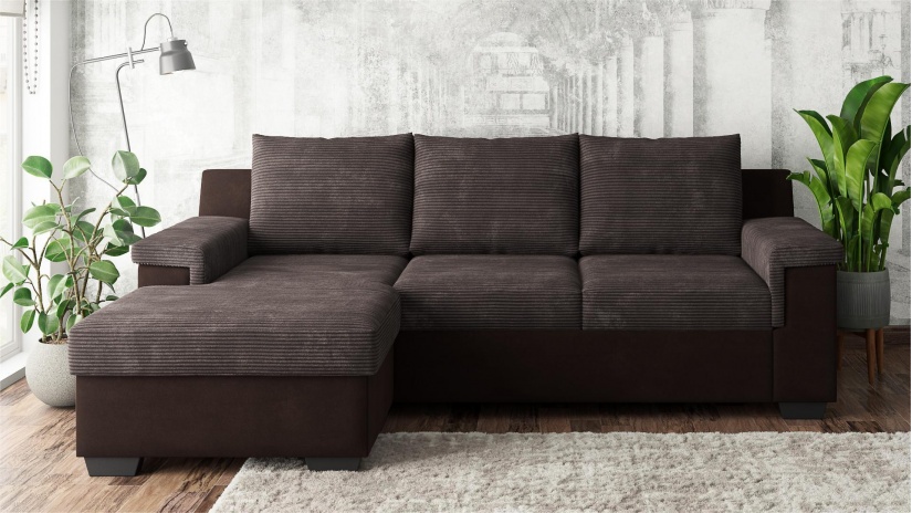 Ъглов диван Алора с посока кафяв - изглед 2 - МебелМаг Ъглов диван Алора с посока кафяв - изглед 2