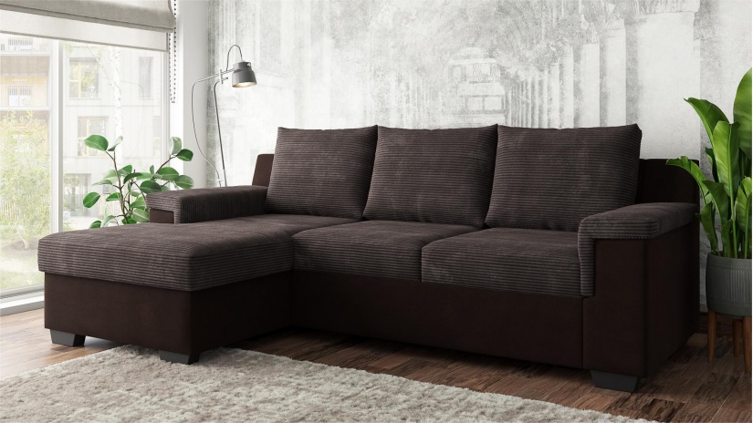 Ъглов диван Алора с посока кафяв - изглед 1 - МебелМаг Ъглов диван Алора с посока кафяв - изглед 1