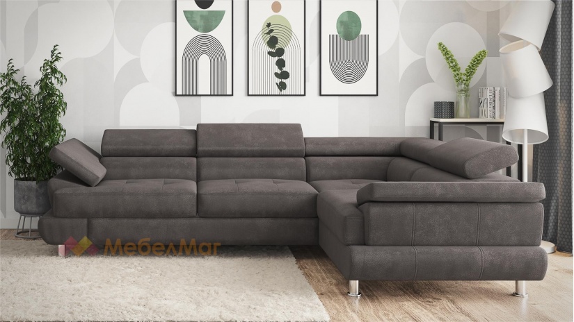 Ъглов диван Авола с посока кафяв - изглед 2