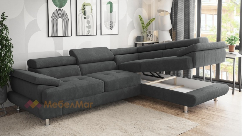 Ъглов диван Авола с посока сив - изглед 3