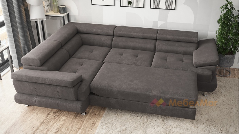 Ъглов диван Авола с посока кафяв - изглед 4 - МебелМаг Ъглов диван Авола с посока кафяв - изглед 4