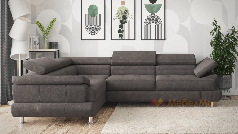 Ъглов диван Авола с посока кафяв - изглед 2 - МебелМаг Ъглов диван Авола с посока кафяв - изглед 2