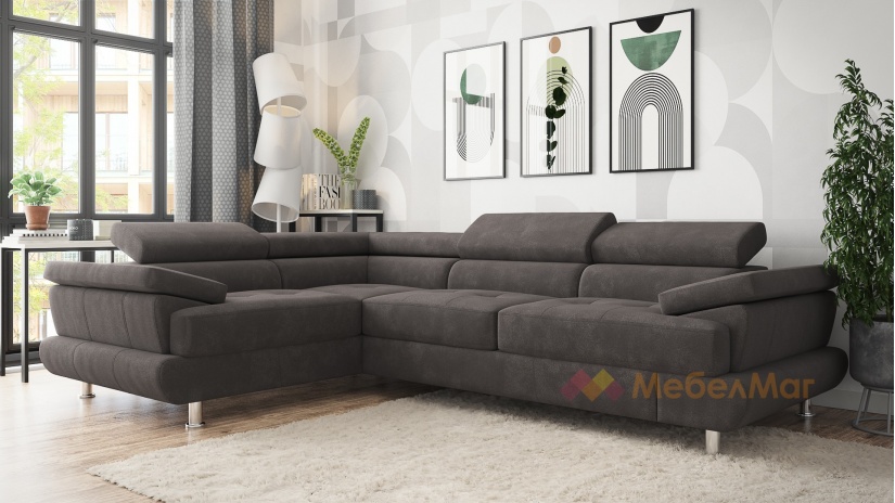 Ъглов диван Авола с посока кафяв - изглед 1 - МебелМаг Ъглов диван Авола с посока кафяв - изглед 1