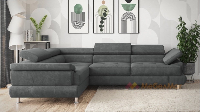 Ъглов диван Авола с посока сив - изглед 2 - МебелМаг Ъглов диван Авола с посока сив - изглед 2