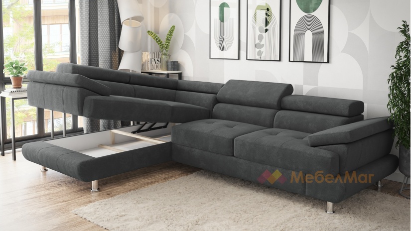 Ъглов диван Авола с посока сив - изглед 3 - МебелМаг Ъглов диван Авола с посока сив - изглед 3