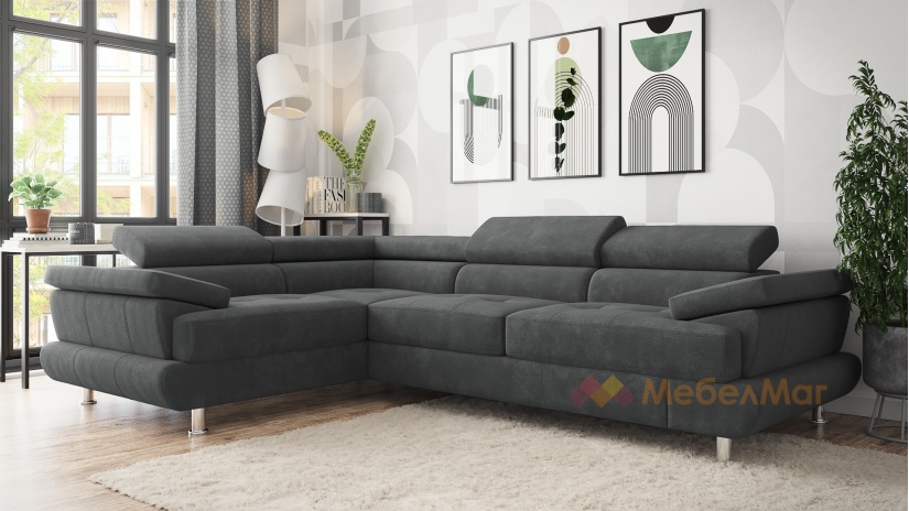 Ъглов диван Авола с посока сив - изглед 1 - МебелМаг Ъглов диван Авола с посока сив - изглед 1