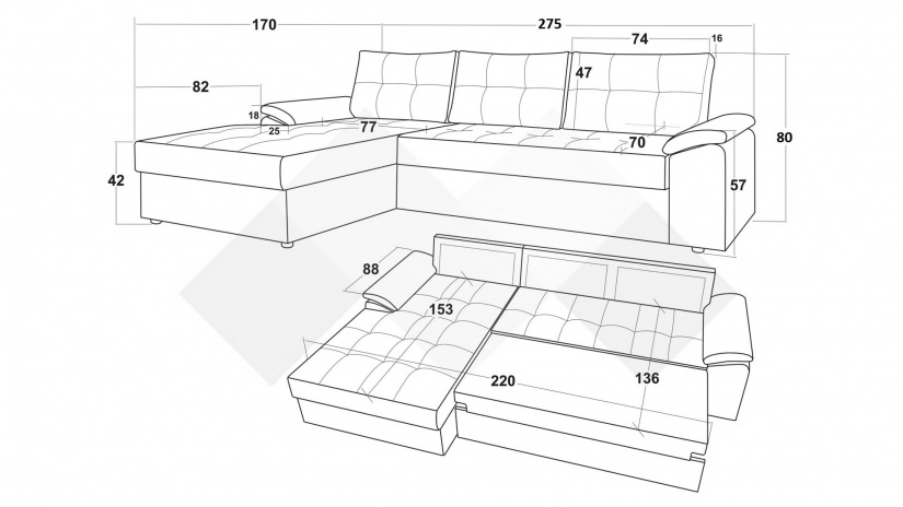 Ъглов диван Азалия с посока деним - изглед 4