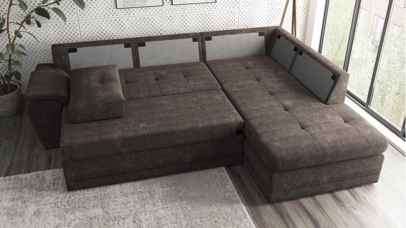 Ъглов диван Бали с посока кафяв - изглед 3 - МебелМаг Ъглов диван Бали с посока кафяв - изглед 3