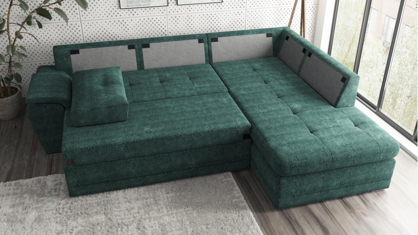 Ъглов диван Бали с посока зелен - изглед 3