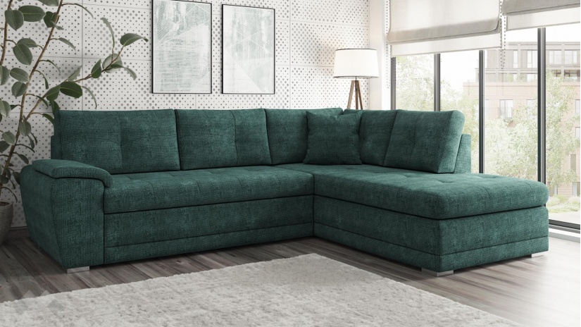 Ъглов диван Бали с посока зелен - изглед 1