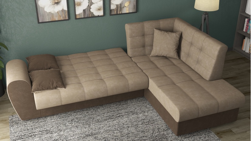 Ъглов диван Белла S с посока бежов с тъмно кафяво - изглед 5 - МебелМаг Ъглов диван Белла S с посока бежов с тъмно кафяво - изглед 5