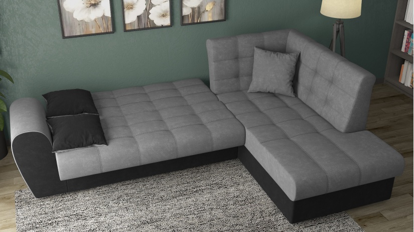 Ъглов диван Белла S с посока сив с черно - изглед 5 - МебелМаг Ъглов диван Белла S с посока сив с черно - изглед 5