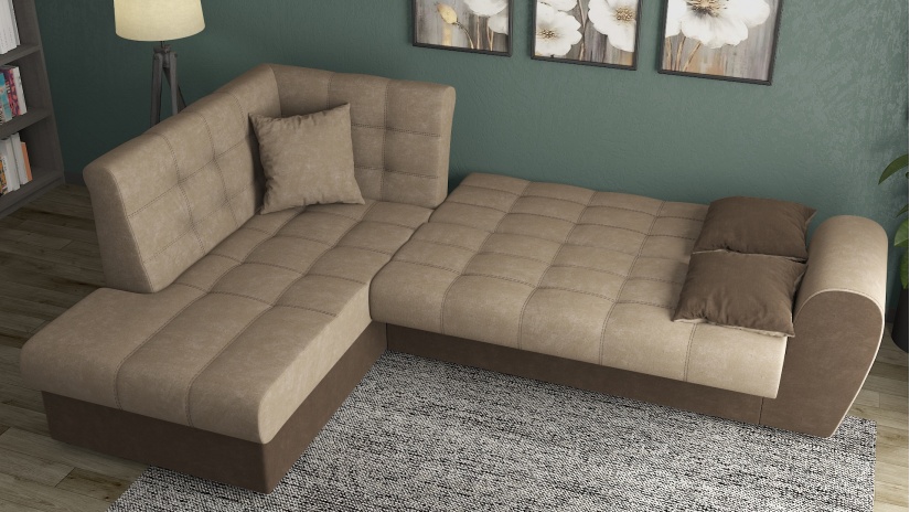 Ъглов диван Белла S с посока бежов с тъмно кафяво - изглед 5 - МебелМаг Ъглов диван Белла S с посока бежов с тъмно кафяво - изглед 5