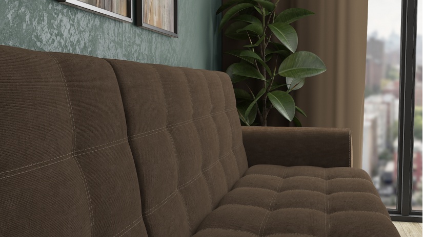 Ъглов диван Белла S с посока тъмно кафяв с бежово - изглед 3