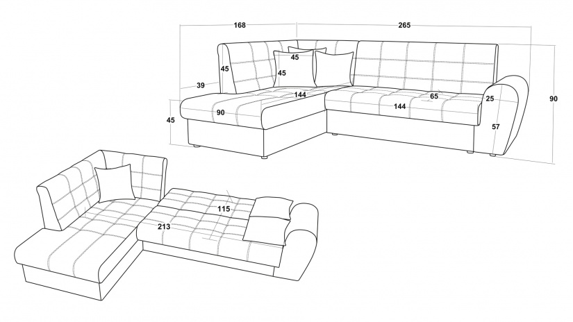 Ъглов диван Белла S с посока тъмно кафяв с бежово - изглед 6