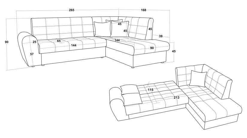 Ъглов диван Белла S с посока тъмно кафяв с бежово - изглед 6