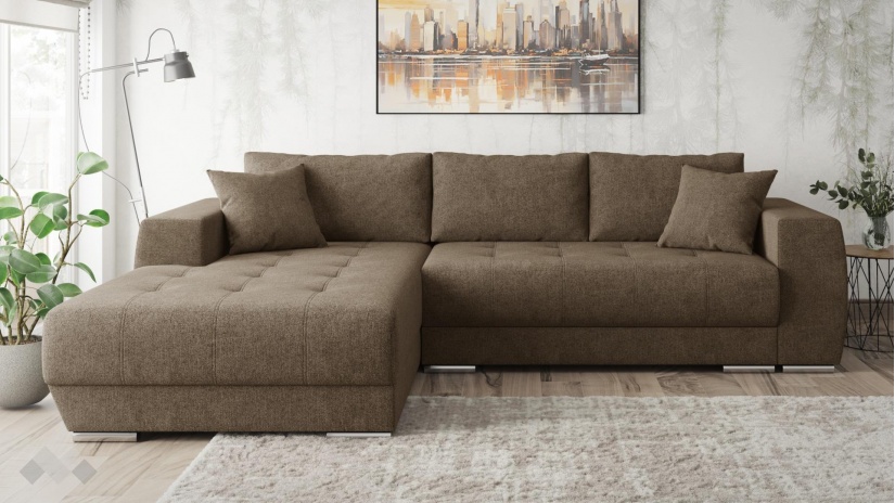 Ъглов диван Бомбай с посока кафяв - изглед 2 - МебелМаг Ъглов диван Бомбай с посока кафяв - изглед 2