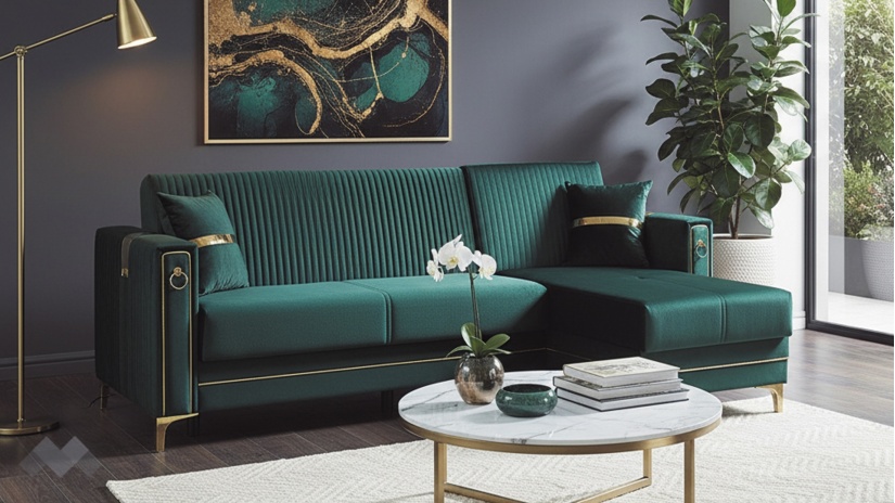 Ъглов диван Дестини универсален ъгъл зелен - изглед 3 - МебелМаг Ъглов диван Дестини универсален ъгъл зелен - изглед 3