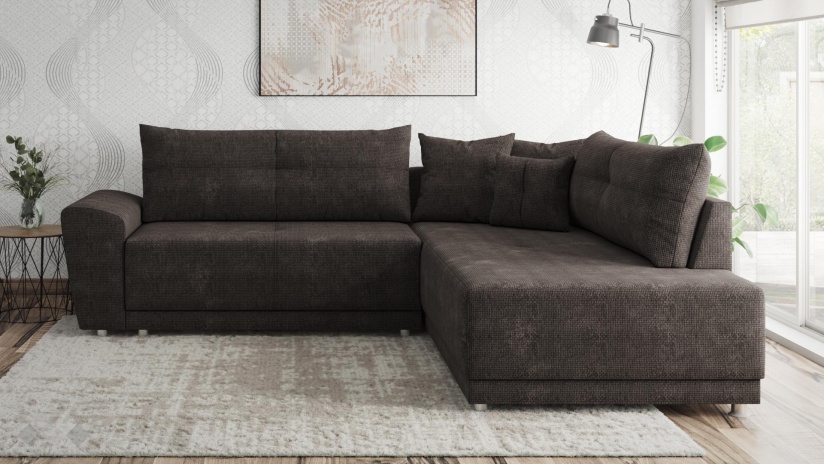 Ъглов диван Фабио с посока кафяв - изглед 2