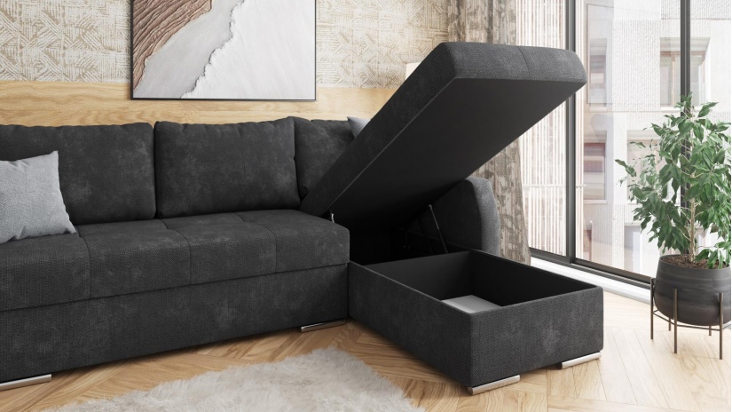 Ъглов диван Генуа с посока графит - изглед 4 - МебелМаг Ъглов диван Генуа с посока графит - изглед 4