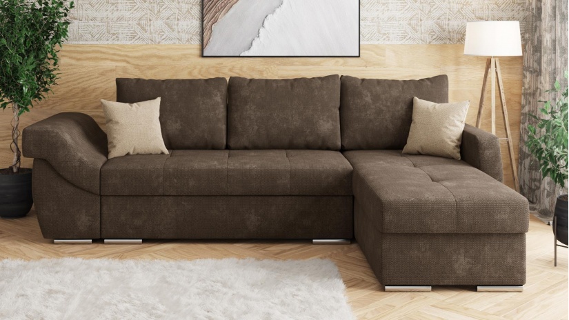 Ъглов диван Генуа с посока кафяв - изглед 2 - МебелМаг Ъглов диван Генуа с посока кафяв - изглед 2